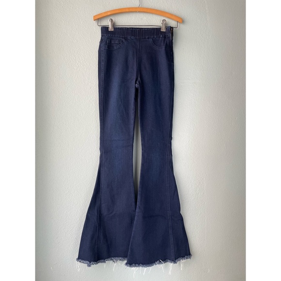 Flying Monkey | High Rise Super Flare Dark Wash Bell Bottom Stretchy Jeans - Picture 3 of 10